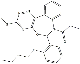 6-(2-butoxyphenyl)-3-(methylsulfanyl)-7-propionyl-6,7-dihydro[1,2,4]triazino[5,6-d][3,1]benzoxazepine 结构式