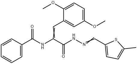 N-[2-(2,5-dimethoxyphenyl)-1-({2-[(5-methyl-2-thienyl)methylene]hydrazino}carbonyl)vinyl]benzamide Structure