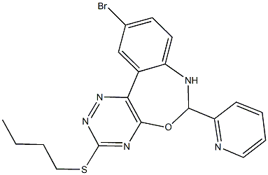 10-bromo-6-(2-pyridinyl)-6,7-dihydro[1,2,4]triazino[5,6-d][3,1]benzoxazepin-3-yl butyl sulfide 化学構造式