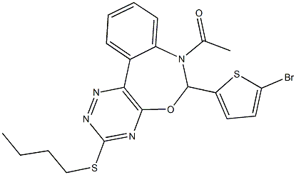 7-acetyl-6-(5-bromo-2-thienyl)-3-(butylsulfanyl)-6,7-dihydro[1,2,4]triazino[5,6-d][3,1]benzoxazepine,354778-74-8,结构式