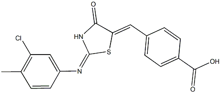 4-({2-[(3-chloro-4-methylphenyl)imino]-4-oxo-1,3-thiazolidin-5-ylidene}methyl)benzoic acid Structure