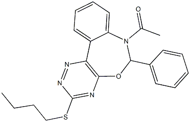 7-acetyl-6-phenyl-6,7-dihydro[1,2,4]triazino[5,6-d][3,1]benzoxazepin-3-yl butyl sulfide Structure