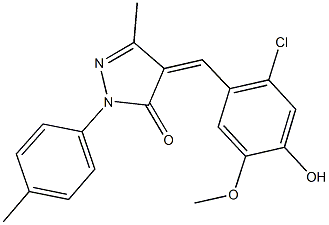 4-(2-chloro-4-hydroxy-5-methoxybenzylidene)-5-methyl-2-(4-methylphenyl)-2,4-dihydro-3H-pyrazol-3-one,354779-07-0,结构式