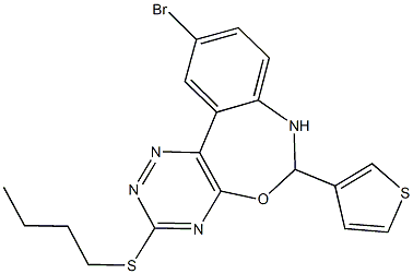 10-bromo-6-(3-thienyl)-6,7-dihydro[1,2,4]triazino[5,6-d][3,1]benzoxazepin-3-yl butyl sulfide,354779-11-6,结构式