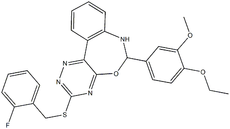 6-(4-ethoxy-3-methoxyphenyl)-3-[(2-fluorobenzyl)sulfanyl]-6,7-dihydro[1,2,4]triazino[5,6-d][3,1]benzoxazepine Structure