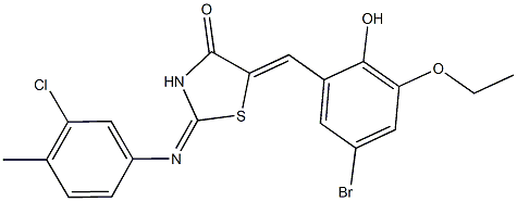 5-(5-bromo-3-ethoxy-2-hydroxybenzylidene)-2-[(3-chloro-4-methylphenyl)imino]-1,3-thiazolidin-4-one Structure