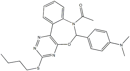 N-{4-[7-acetyl-3-(butylsulfanyl)-6,7-dihydro[1,2,4]triazino[5,6-d][3,1]benzoxazepin-6-yl]phenyl}-N,N-dimethylamine,354779-60-5,结构式