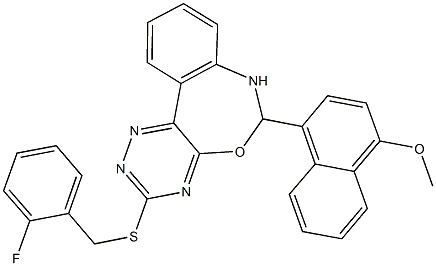 4-{3-[(2-fluorobenzyl)sulfanyl]-6,7-dihydro[1,2,4]triazino[5,6-d][3,1]benzoxazepin-6-yl}-1-naphthyl methyl ether Structure