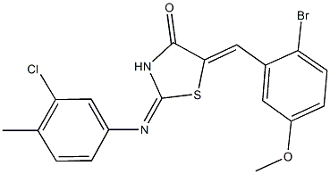 5-(2-bromo-5-methoxybenzylidene)-2-[(3-chloro-4-methylphenyl)imino]-1,3-thiazolidin-4-one Structure