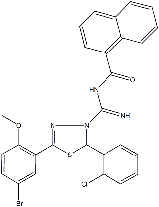 N-[(5-(5-bromo-2-methoxyphenyl)-2-(2-chlorophenyl)-1,3,4-thiadiazol-3(2H)-yl)(imino)methyl]-1-naphthamide 化学構造式