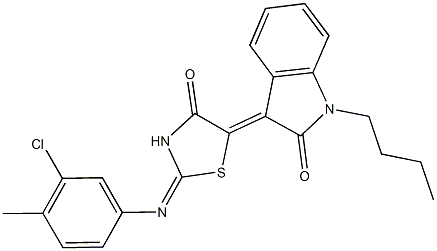 354782-36-8 1-butyl-3-{2-[(3-chloro-4-methylphenyl)imino]-4-oxo-1,3-thiazolidin-5-ylidene}-1,3-dihydro-2H-indol-2-one