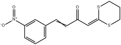 1-(1,3-dithian-2-ylidene)-4-{3-nitrophenyl}-3-buten-2-one 化学構造式