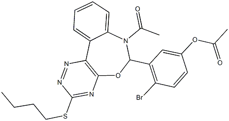 3-[7-acetyl-3-(butylsulfanyl)-6,7-dihydro[1,2,4]triazino[5,6-d][3,1]benzoxazepin-6-yl]-4-bromophenyl acetate Structure