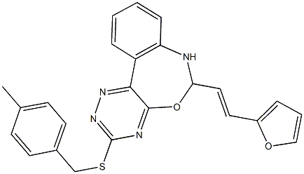 6-[2-(2-furyl)vinyl]-6,7-dihydro[1,2,4]triazino[5,6-d][3,1]benzoxazepin-3-yl 4-methylbenzyl sulfide 结构式