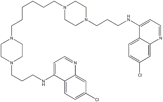 N-(7-chloro-4-quinolinyl)-N-(3-{4-[6-(4-{3-[(7-chloro-4-quinolinyl)amino]propyl}-1-piperazinyl)hexyl]-1-piperazinyl}propyl)amine Struktur