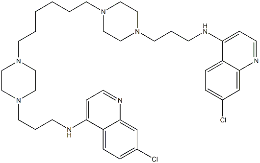 N-(7-chloro-4-quinolinyl)-N-(3-{4-[6-(4-{3-[(7-chloro-4-quinolinyl)amino]propyl}-1-piperazinyl)hexyl]-1-piperazinyl}propyl)amine Structure