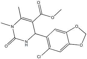 methyl 4-(6-chloro-1,3-benzodioxol-5-yl)-1,6-dimethyl-2-oxo-1,2,3,4-tetrahydro-5-pyrimidinecarboxylate Structure