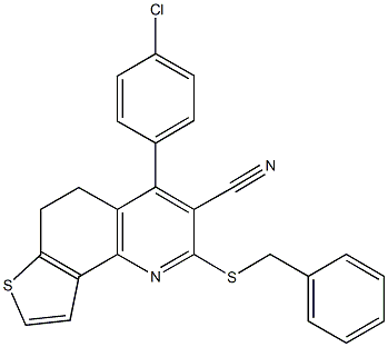 2-(benzylsulfanyl)-4-(4-chlorophenyl)-5,6-dihydrothieno[2,3-h]quinoline-3-carbonitrile Structure
