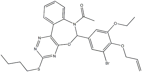 7-acetyl-6-[4-(allyloxy)-3-bromo-5-ethoxyphenyl]-3-(butylsulfanyl)-6,7-dihydro[1,2,4]triazino[5,6-d][3,1]benzoxazepine Structure