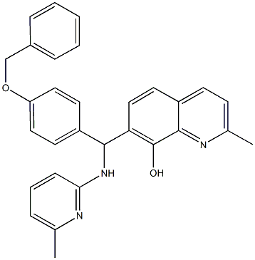 7-{[4-(benzyloxy)phenyl][(6-methyl-2-pyridinyl)amino]methyl}-2-methyl-8-quinolinol Struktur