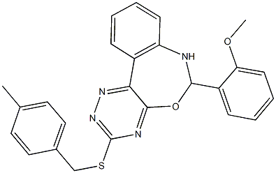 6-(2-methoxyphenyl)-3-[(4-methylbenzyl)sulfanyl]-6,7-dihydro[1,2,4]triazino[5,6-d][3,1]benzoxazepine 化学構造式