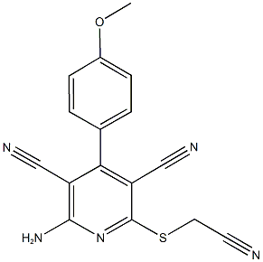 2-amino-6-[(cyanomethyl)sulfanyl]-4-(4-methoxyphenyl)-3,5-pyridinedicarbonitrile Structure