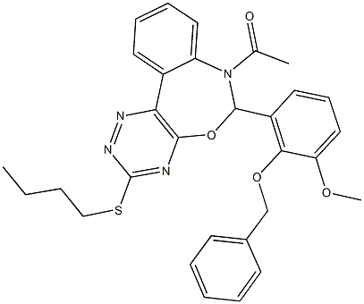 7-acetyl-6-[2-(benzyloxy)-3-methoxyphenyl]-3-(butylsulfanyl)-6,7-dihydro[1,2,4]triazino[5,6-d][3,1]benzoxazepine Structure