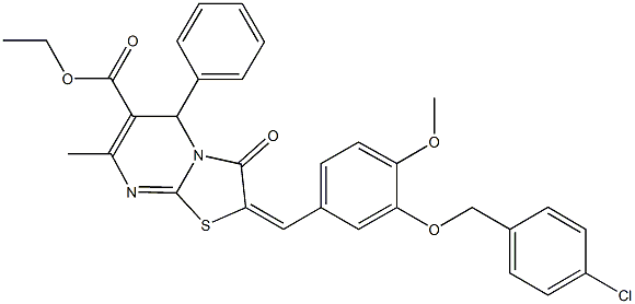 354784-50-2 ethyl 2-{3-[(4-chlorobenzyl)oxy]-4-methoxybenzylidene}-7-methyl-3-oxo-5-phenyl-2,3-dihydro-5H-[1,3]thiazolo[3,2-a]pyrimidine-6-carboxylate