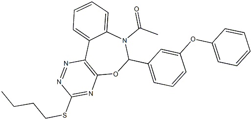 3-[7-acetyl-3-(butylsulfanyl)-6,7-dihydro[1,2,4]triazino[5,6-d][3,1]benzoxazepin-6-yl]phenyl phenyl ether,354784-52-4,结构式