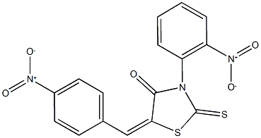 5-{4-nitrobenzylidene}-3-{2-nitrophenyl}-2-thioxo-1,3-thiazolidin-4-one 结构式