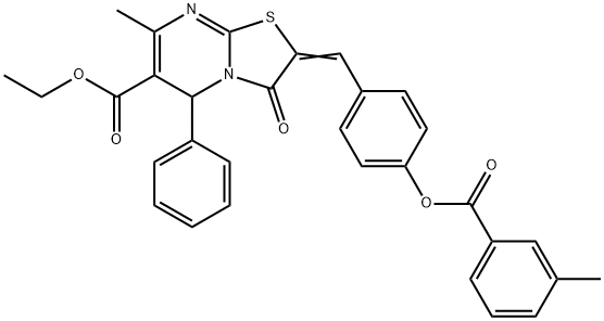 ethyl 7-methyl-2-{4-[(3-methylbenzoyl)oxy]benzylidene}-3-oxo-5-phenyl-2,3-dihydro-5H-[1,3]thiazolo[3,2-a]pyrimidine-6-carboxylate Structure