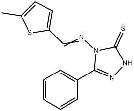 4-{[(5-methyl-2-thienyl)methylene]amino}-5-phenyl-4H-1,2,4-triazol-3-yl hydrosulfide Struktur