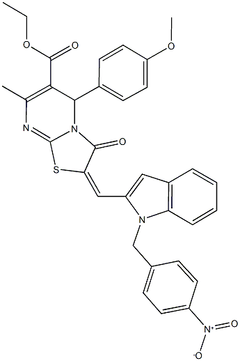 ethyl 2-[(1-{4-nitrobenzyl}-1H-indol-2-yl)methylene]-5-(4-methoxyphenyl)-7-methyl-3-oxo-2,3-dihydro-5H-[1,3]thiazolo[3,2-a]pyrimidine-6-carboxylate Structure