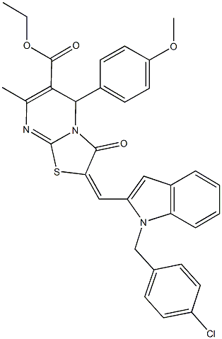 ethyl 2-{[1-(4-chlorobenzyl)-1H-indol-2-yl]methylene}-5-(4-methoxyphenyl)-7-methyl-3-oxo-2,3-dihydro-5H-[1,3]thiazolo[3,2-a]pyrimidine-6-carboxylate Structure