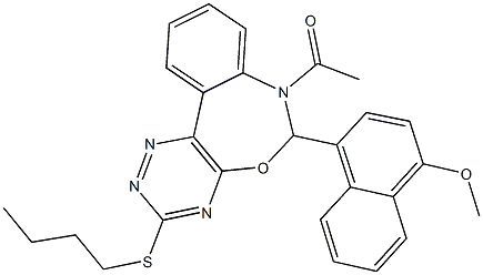 4-[7-acetyl-3-(butylsulfanyl)-6,7-dihydro[1,2,4]triazino[5,6-d][3,1]benzoxazepin-6-yl]-1-naphthyl methyl ether Struktur