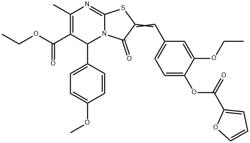 ethyl 2-[3-ethoxy-4-(2-furoyloxy)benzylidene]-5-(4-methoxyphenyl)-7-methyl-3-oxo-2,3-dihydro-5H-[1,3]thiazolo[3,2-a]pyrimidine-6-carboxylate Structure