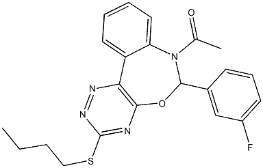 7-acetyl-3-(butylsulfanyl)-6-(3-fluorophenyl)-6,7-dihydro[1,2,4]triazino[5,6-d][3,1]benzoxazepine,354786-09-7,结构式