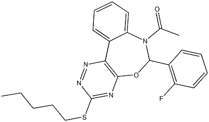 7-acetyl-6-(2-fluorophenyl)-6,7-dihydro[1,2,4]triazino[5,6-d][3,1]benzoxazepin-3-yl pentyl sulfide Structure