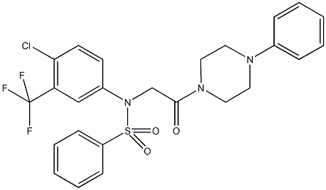 N-[4-chloro-3-(trifluoromethyl)phenyl]-N-[2-oxo-2-(4-phenyl-1-piperazinyl)ethyl]benzenesulfonamide Struktur