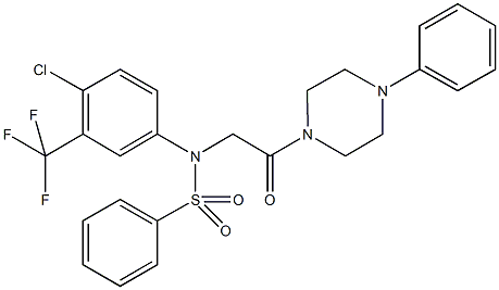 N-[4-chloro-3-(trifluoromethyl)phenyl]-N-[2-oxo-2-(4-phenyl-1-piperazinyl)ethyl]benzenesulfonamide 化学構造式