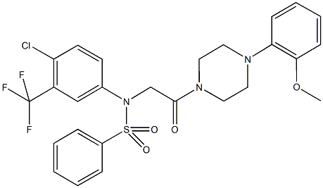 N-[4-chloro-3-(trifluoromethyl)phenyl]-N-{2-[4-(2-methoxyphenyl)-1-piperazinyl]-2-oxoethyl}benzenesulfonamide Struktur
