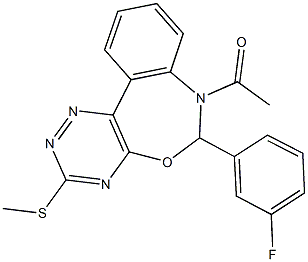 7-acetyl-6-(3-fluorophenyl)-6,7-dihydro[1,2,4]triazino[5,6-d][3,1]benzoxazepin-3-yl methyl sulfide Struktur