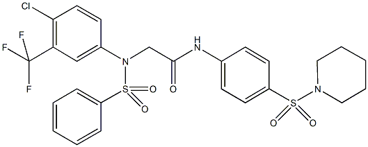 2-[4-chloro(phenylsulfonyl)-3-(trifluoromethyl)anilino]-N-[4-(1-piperidinylsulfonyl)phenyl]acetamide Structure