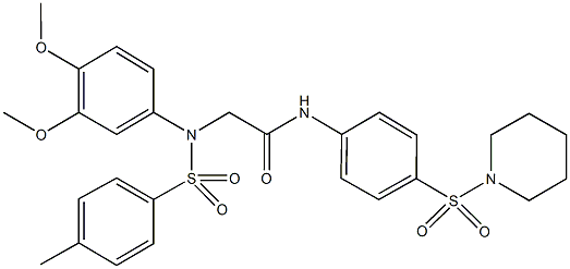 2-{3,4-dimethoxy[(4-methylphenyl)sulfonyl]anilino}-N-[4-(1-piperidinylsulfonyl)phenyl]acetamide Struktur