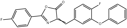 4-(4-fluoro-3-phenoxybenzylidene)-2-(4-fluorophenyl)-1,3-oxazol-5(4H)-one 结构式