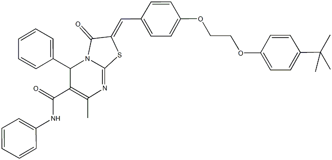 2-{4-[2-(4-tert-butylphenoxy)ethoxy]benzylidene}-7-methyl-3-oxo-N,5-diphenyl-2,3-dihydro-5H-[1,3]thiazolo[3,2-a]pyrimidine-6-carboxamide Struktur