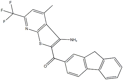 [3-amino-4-methyl-6-(trifluoromethyl)thieno[2,3-b]pyridin-2-yl](9H-fluoren-2-yl)methanone 结构式