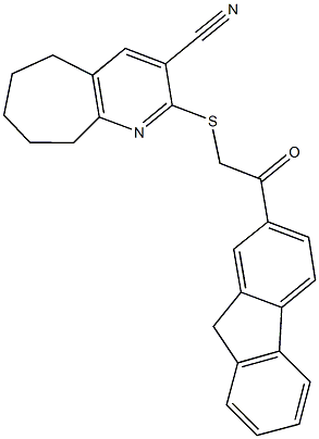 2-((2-(9H-fluoren-2-yl)-2-oxoethyl)sulfanyl)-6,7,8,9-tetrahydro-5H-cyclohepta[b]pyridine-3-carbonitrile,354788-20-8,结构式