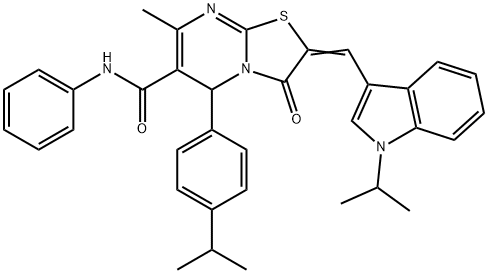 2-[(1-isopropyl-1H-indol-3-yl)methylene]-5-(4-isopropylphenyl)-7-methyl-3-oxo-N-phenyl-2,3-dihydro-5H-[1,3]thiazolo[3,2-a]pyrimidine-6-carboxamide Structure