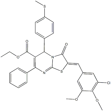 354789-11-0 ethyl 2-(3-chloro-4,5-dimethoxybenzylidene)-5-[4-(methylsulfanyl)phenyl]-3-oxo-7-phenyl-2,3-dihydro-5H-[1,3]thiazolo[3,2-a]pyrimidine-6-carboxylate